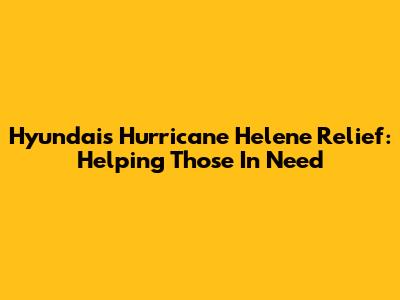 Hyundai's Hurricane Helene Relief: Helping Those In Need